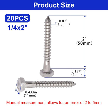 3/8" X 3-1/2" Hex Lag Screws, 304 Stainless Steel Lag Screws Bolts for Wood (16PCS, Black)