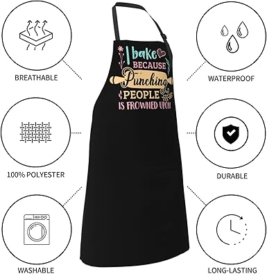 Apron With Pockets Cute Aprons Adjustable Neck Funny Waterproof And Oil-Proof Bib Fun Bibs Smock For Women Men