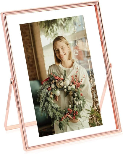 7-inch photo frames for wedding gift, for image sizes (4 x 6, 3 x 5, 2 x 3), beautiful adjustable metal floating photo frame, elegant gift for decoration