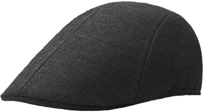 Men's Flat Cap Summer Straw Weave Linen-Like Cotton Newsboy Hats Breathable Gatsby Irish Cabbie Ivy Cap