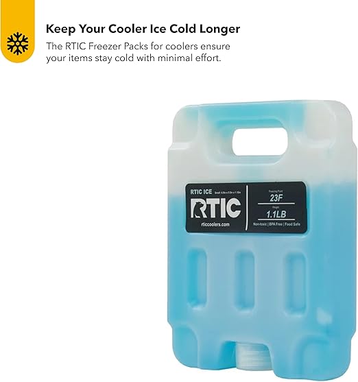 RTIC Refreezable Reusable Cooler Ice Packs Cold Ice Chest Pack Long-Lasting Break-Resistant for Food, Drink, Travel and Storage, 2 Pack