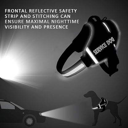 JSXD Dog Harness,No-Pull Service Dog Harness with Handle Adjustable Outdoor Pet Dog Vest 3M Reflective Nylon Material Vest for Breeds,Easy Control for Small Medium Large Dogs