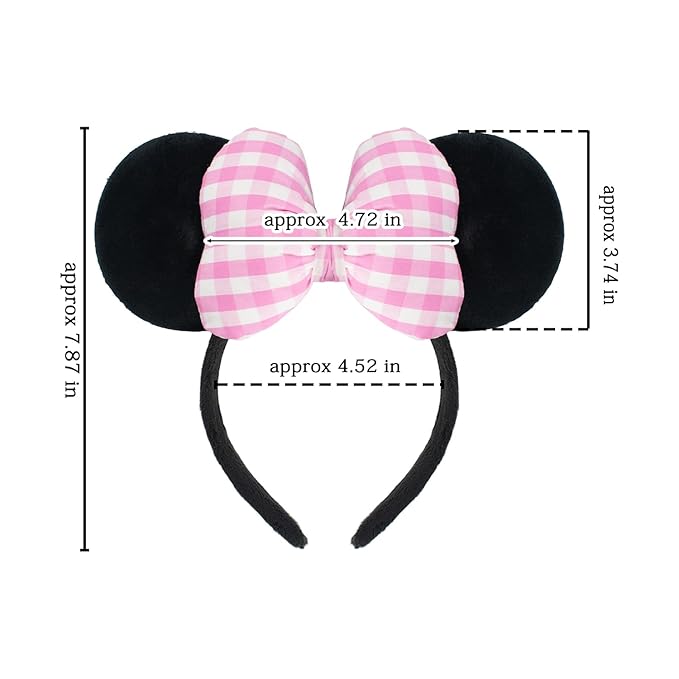 JIAHANG Mouse Ear Headband with 3D Cotton Bow, Velvet Hairband Party Decoration Headwear Hair Accessories for Women Girls