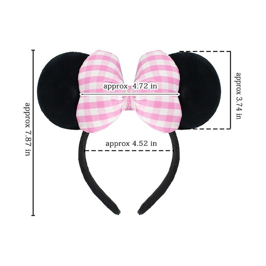 JIAHANG Mouse Ear Headband with 3D Cotton Bow, Velvet Hairband Party Decoration Headwear Hair Accessories for Women Girls