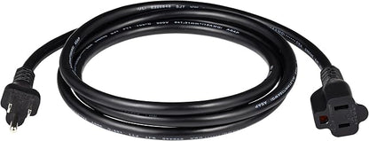 Basics Extension Cord, 3 Prong Outlet Extender, Indoor Power Cord, 13 Amps, 125V, 6 Ft, Black