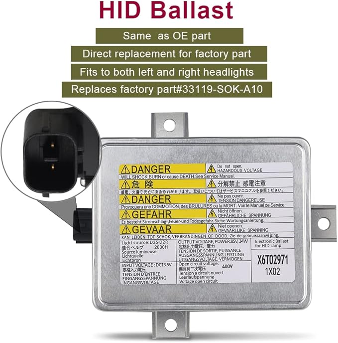 Xenon HID Headlight Ballast Replacement for W3t10471 X6t02993 X6t02981 X6t02991 X6t02971 Compatible with Acura TL Acura TSX Honda S2000 Mazda 3