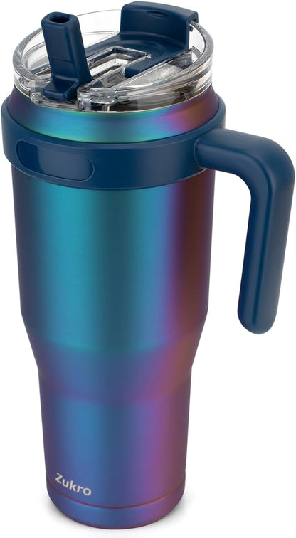 Zukro 50 oz Tumbler With Flip straw, 40 oz Tumbler with top handle, Fit in cup holder