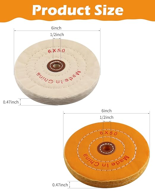 6 Inch Buffing Wheel for Bench Buffer, 2 Pack Polishing Wheel for Bench Grinder with a 12" Center Arbor Hole