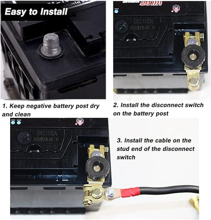 2Pcs Top Post Battery Disconnect Switch - Quick Disconnect Battery Cut Off Switch for Car Truck Marine RV and Electrical Equipment - 12V125A - Red  Black
