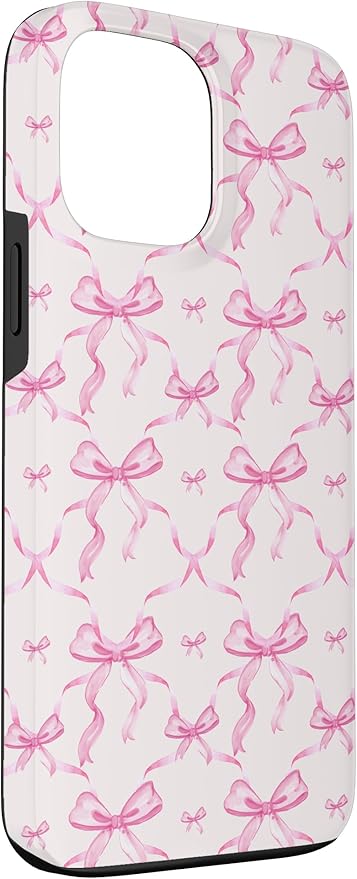 iPhone 13 Pro Max Aesthetic Pink Ribbons and Bows in Watercolor Case