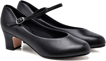 STELLE Character Shoes for Women Dance Shoes 2" Ankle Strap Dancing Heels for Ballroom Salsa Flamenco Latin Work Office