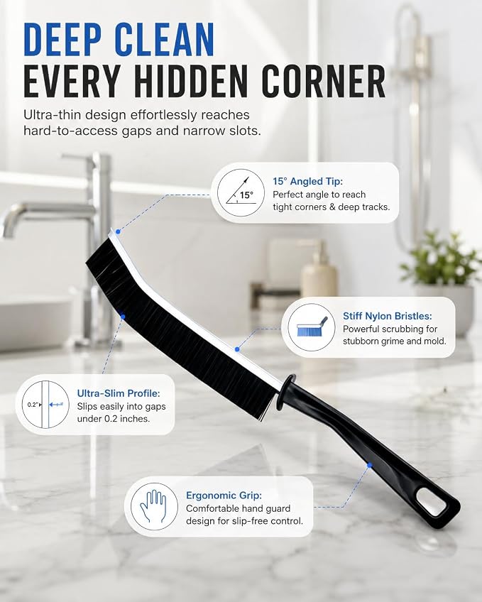 5 Pack Crevice Cleaning Brush, Heavy Duty Thickened Gap Brush, Hard Bristle Slim Cleaning Tool for Window Track, Bathroom Tile, Kitchen Sink