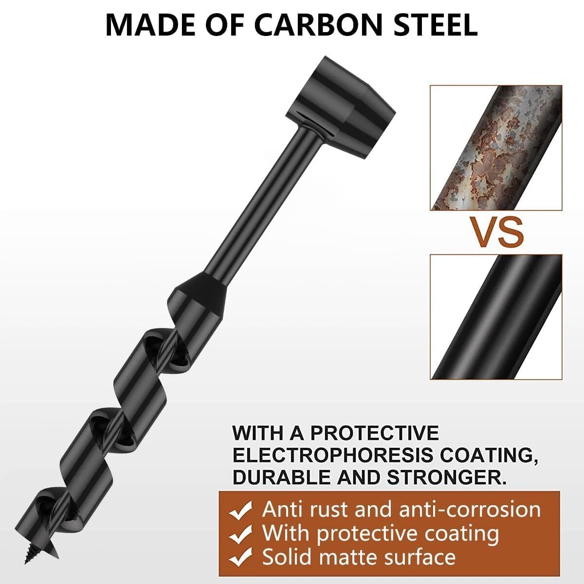 19mm Hand Auger Wood Drill - Bushcraft Manual Survival Self-Tapping Drill Bit for Camping, Outdoor Hiking & Woodworking (260mm Total Length)