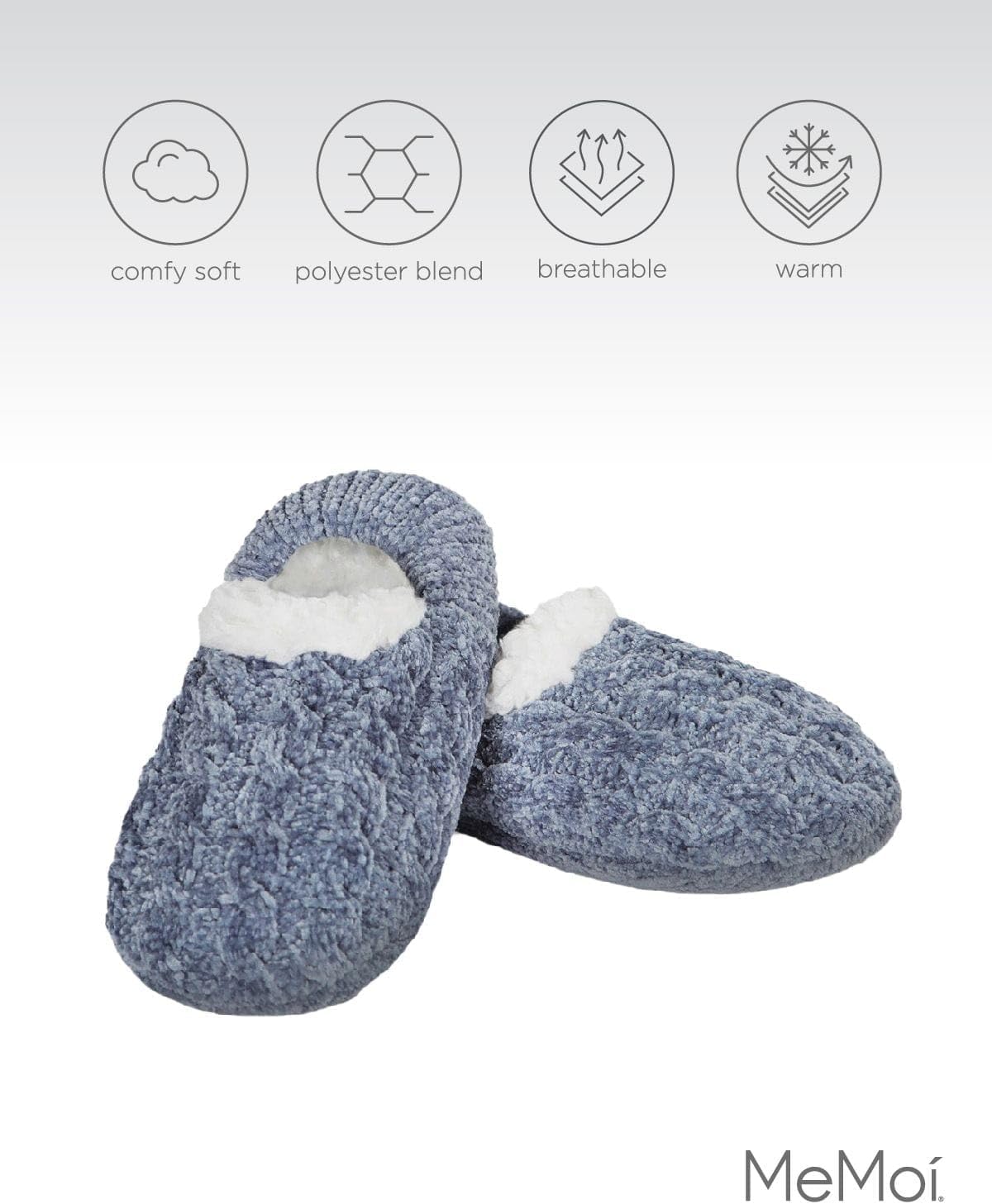 MeMoi Women's Classic Cable Knit Chenille Non-Skid Slipper