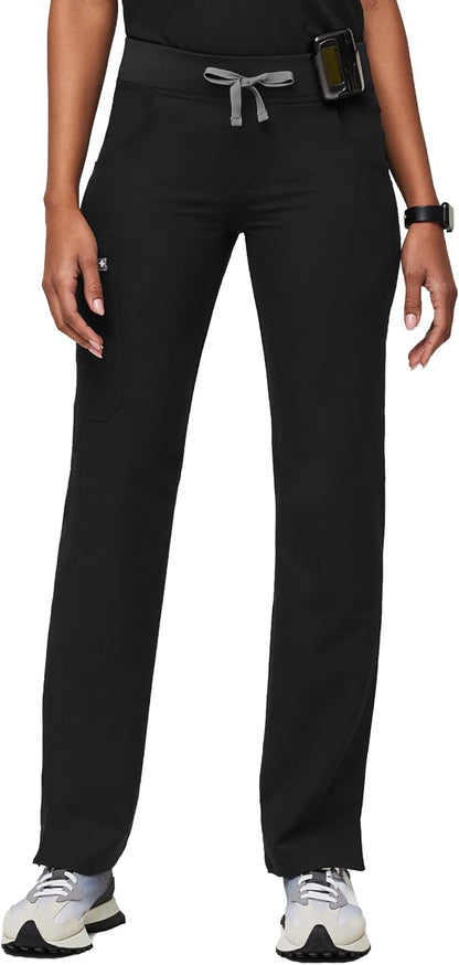 FIGS Kade Cargo Scrub Pants for Women — Classic Fit, Straight Leg, 4 Pockets, Yoga Waistband, Anti-Wrinkle - Large