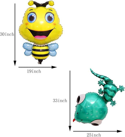 8PCS Insect Animal Balloons Set Bee Gecko Ant Mantis Foil Mylar Balloon for Girls Boys Garden Insect Animals Themed Birthday Party Supplies Decorations