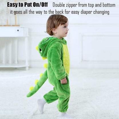 QIAONIUNIU Halloween Baby Green Dinosaur Costumes Toddler Outfit Infants Cosplay Romper 1-60 Months