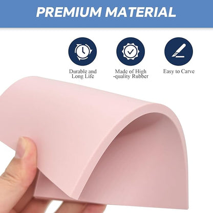 5 Pack 4x6 Pale Pink Rubber Stamp Carving Blocks Pink Rubber Carving Blocks Linoleum Block for Stamp Maker Printmaking Supplies