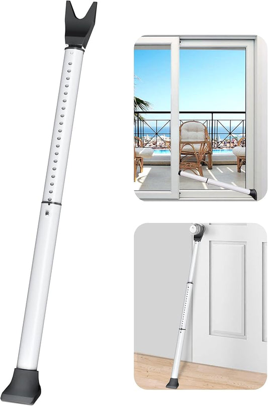 AceMining Upgraded Door Security Bar  Sliding Patio Bar, Heavy Duty Stoppers Adjustable Jammer for Home, Apartment, Travel (1 Pack,White)