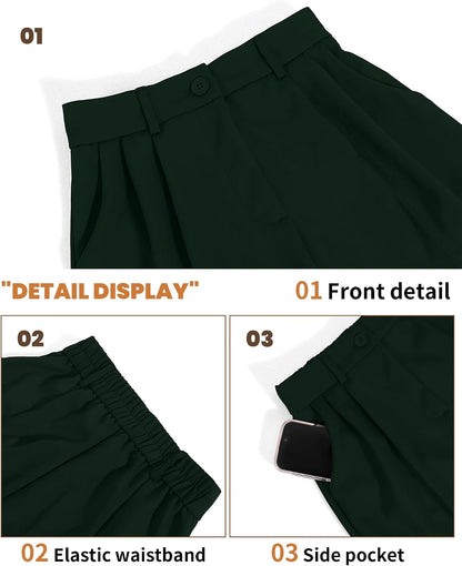 Size Medium, Regular Length, KICZOY Women's Corduroy Loose Mid Rise Pant Casual Fall Straight Leg Elastic Waist Pants with Pockets.
