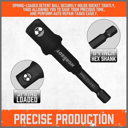 HORUSDY 9-piece adapter set, 3-inch, 6-inch and 12-inch hex shank, 14-inch hex shank 38-inch 12-inch