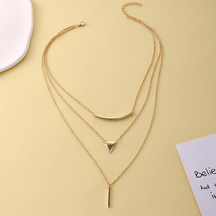 Roe Dolph Gold Layered Necklace for Women Geometry Pendant Necklace Minimalist Choker Necklace Long Chains Necklace Jewelry Gift