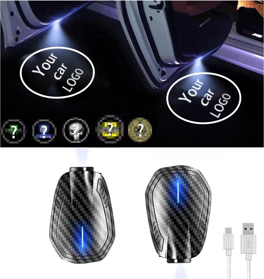 LOWEEY Car Door Lights Logo Projector, Wireless Puddle Lights for Most Cars Rechargeable 2-Pack LED Welcome Lights, Car Door Step Courtesy Shadow Ghost Lights Includes 6 Pairs Logo Slides