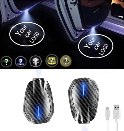 LOWEEY Car Door Lights Logo Projector, Wireless Puddle Lights for Most Cars Rechargeable 2-Pack LED Welcome Lights, Car Door Step Courtesy Shadow Ghost Lights Includes 6 Pairs Logo Slides