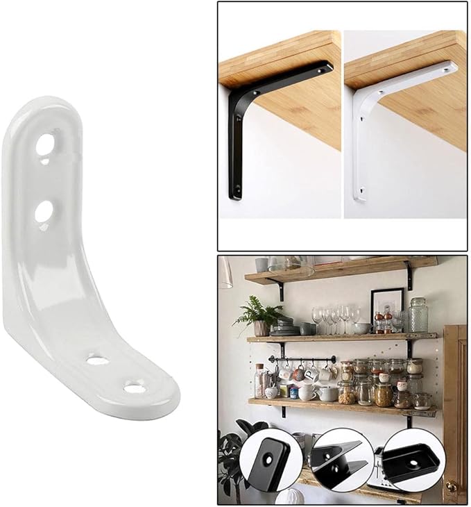 Sturdy Wall Mount Shelf Support Bracket for Home Decor, White 2Inch, Multi