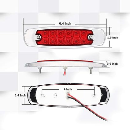 MADCATZ (Pack of 2 6.4 Inch Fish Shape Red 12 LED Clearance Side Marker Sealed Surface Bulbs Button Lights for Trailer Truck Pickup Cabin Bus 12V DC BB12