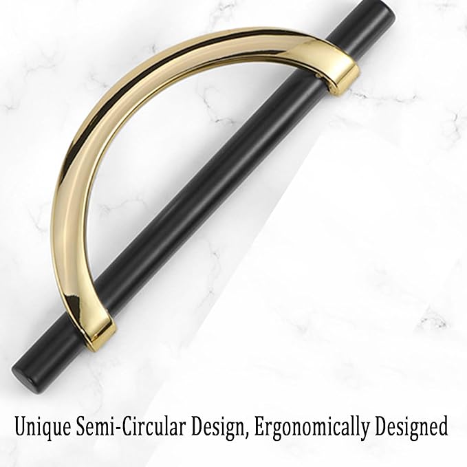 Sliding Door Handle,Semicircular Push Pull Door Handles,Drawer Handles,Suitable for Bedrooms,Bathrooms,Garages,Shopping Malls,Zinc Alloy(Gold,154x128mm)