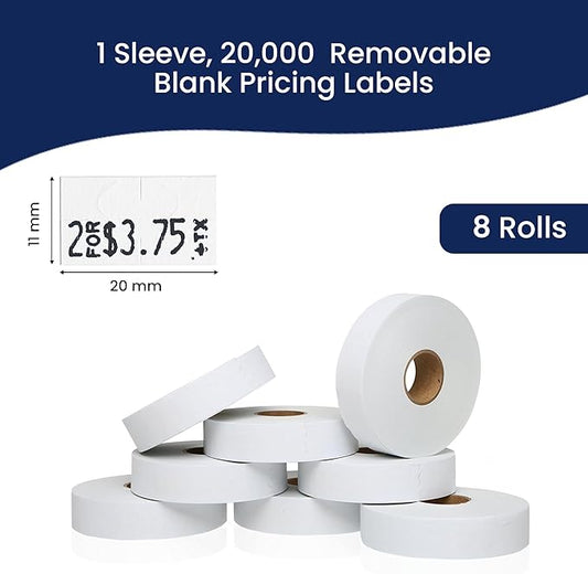 Perco Removable Adhesives Labels for Monarch 1131 Price Gun - 1 Sleeve, 20,000 Price Gun Labels