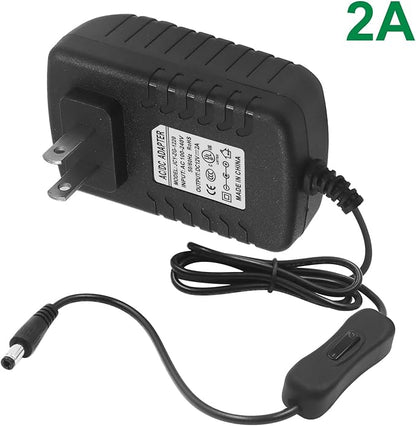 12V 2A universal power adapter with switch,AC100-240V to DC12V power driver transformer,power plugcable length 90cm (jack 5.52.1mm) compatible with TV boxes,LED light strips,routers,cameras