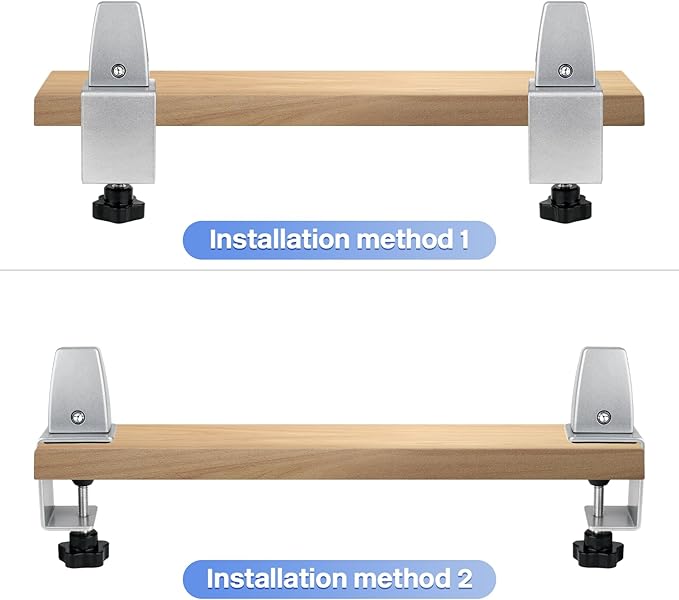 2 Packs Sneeze Guard Support, Aluminum Adjustable Partition Clamp, Acrylic Desk Divider Support, Desk Shield Clamp Privacy Panel for Counter