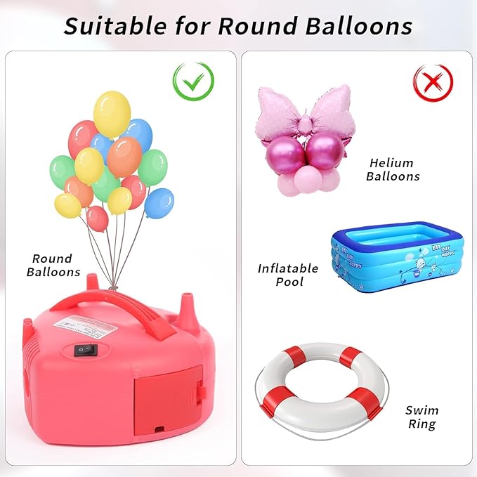 Balloon Pump,Portable Dual Nozzle 110V 600W Electric Balloon Blower Air Pump Balloons Inflator for Balloon Decoration,Balloon Arch, Balloon Column Stand, Party