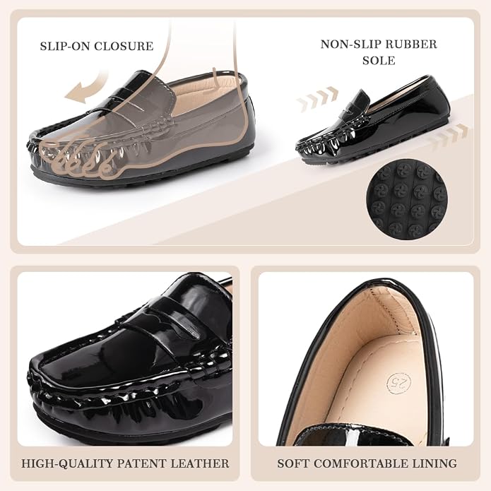 8.5 Toddler Miamooi Toddler Boys Girls Wedding Dress Shoes Little Kid Slip On Loafers School Uniform Moccasins Walking Shoe