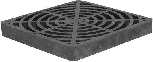 StormDrain 12" Outdoor Catch Basin Flat Square Grate Cover - Superior Strength and Durability, Black