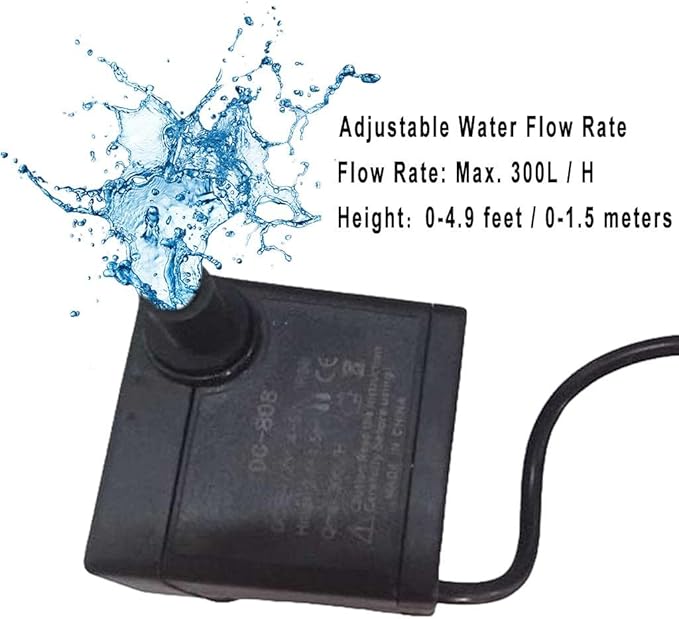 DC-808 Submersible Water Pump - Adjustable Flow Rate - Ideal for Aquariums, Fountains, Ponds, and More