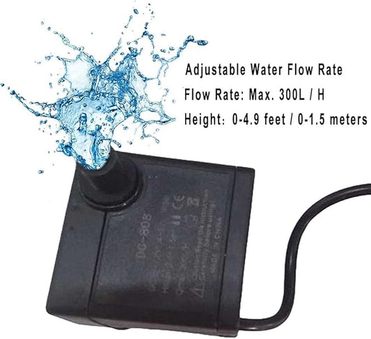 DC-808 Submersible Water Pump - Adjustable Flow Rate - Ideal for Aquariums, Fountains, Ponds, and More