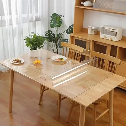 Generic Custom Clear PVC Table Cover Protector, Clear Desk Protector, Transparent Non-Slip Desk Pads Mats, Plastic Table Cover for Office, Night Stand, Dining Table, Large