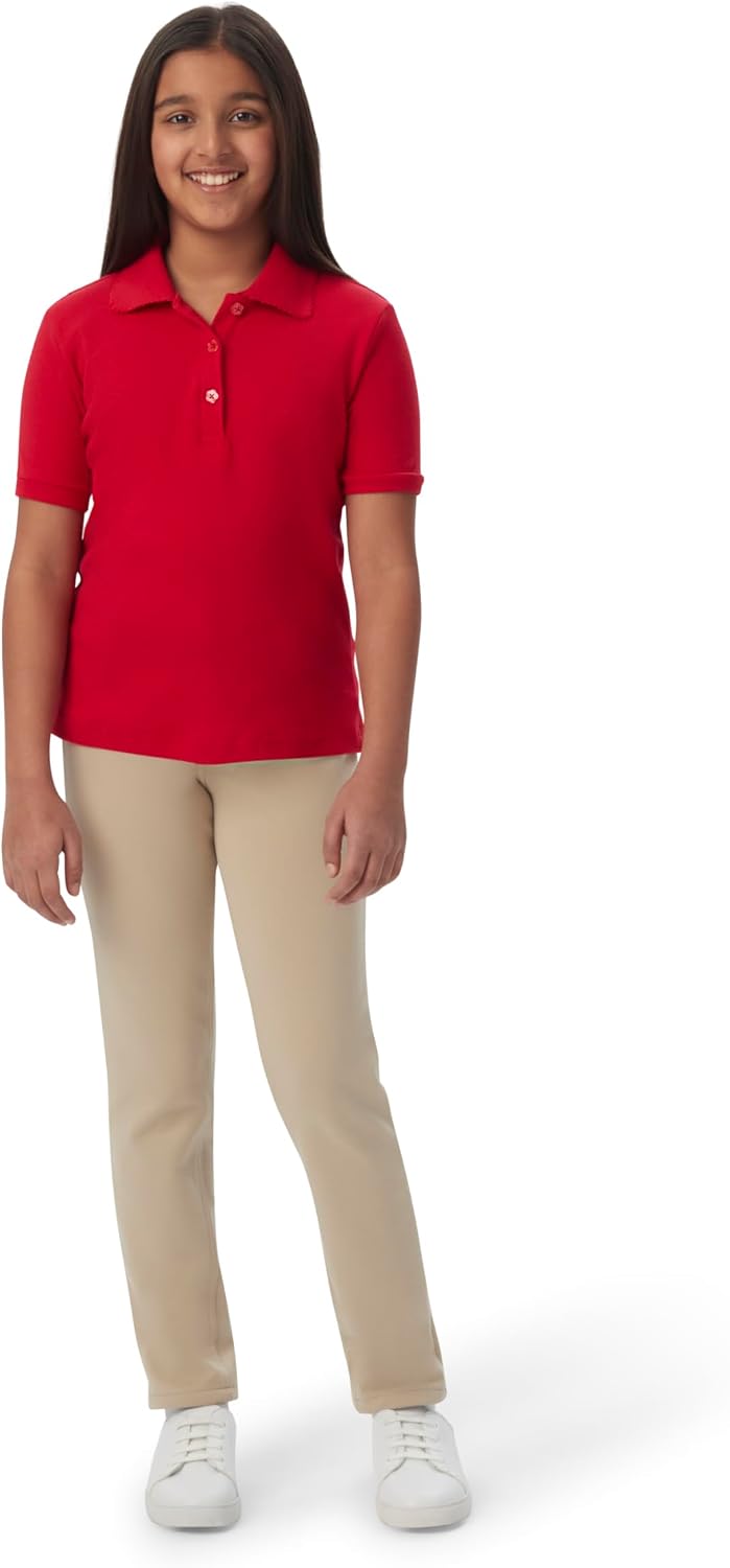 French Toast Girls' Short Sleeve Picot Collar Polo School Uniform Shirt (Standard and Plus)