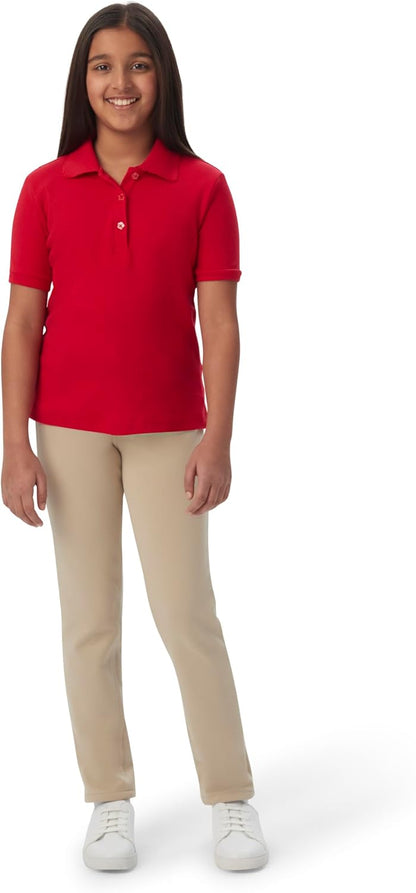 French Toast Girls' Short Sleeve Picot Collar Polo School Uniform Shirt (Standard and Plus)