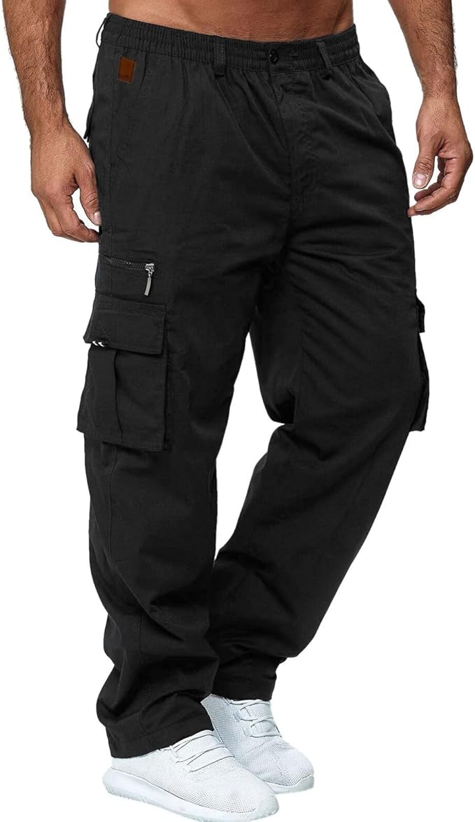 Cargo Work Pants for Men Classic-Fit Ripstop Lightweight Trousers Casual Tactical Hiking Bottom Pant Multi-Pockets