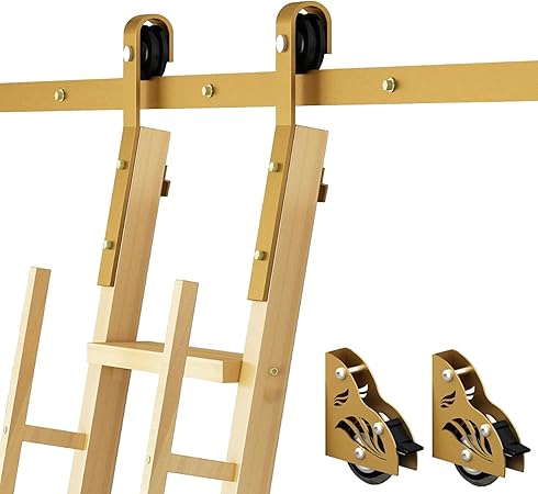Rolling Ladder Hardware Kit - Steel Sliding Library Ladder Track  10ft Retractable Rolling Library Ladder Track Bracket  Tensible Rolling Hardware Stand Up for Entertainment Units