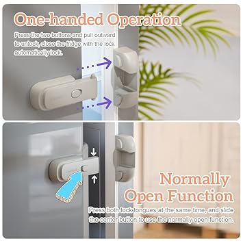 EUDEMON 1 Pack Updated Child Proof RefrigeratorFridgeFreezer Door Lock Apply to Max 1"(25mm) Sealing Strip for Toddlers and Kids, no Tools Need or Drill (Grey)