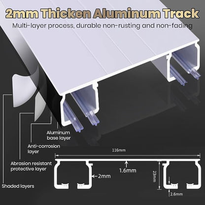 Silent Double Curtain Track Ceiling Mounted, Heavy-Duty Aluminum Room Divider Rails Bedroom/Living/Window/Hotel Drop Ceiling Curtains Tracks Easy Install?White, 3m(9.8ft) ?