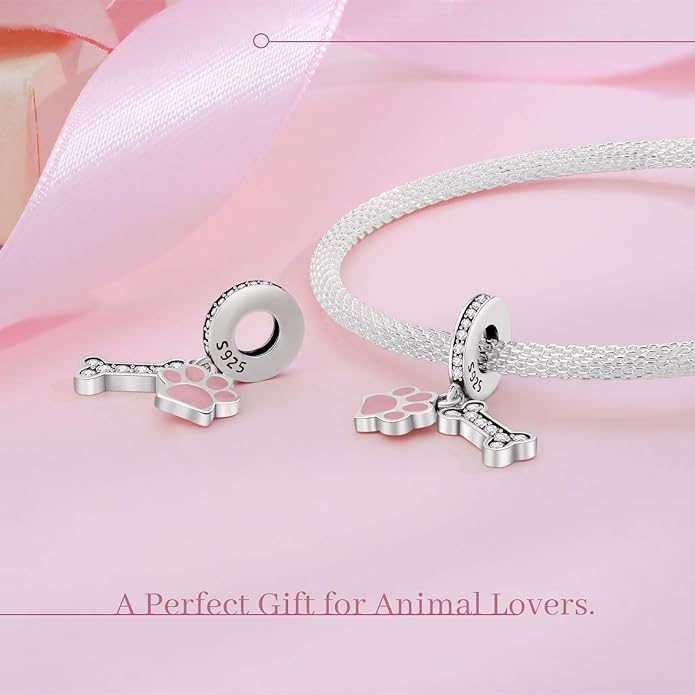 Annmors Silver Charms for Bracelets S925 Love Heart Mom Birthday Dangle for Women Bracelet & Necklace Pendant