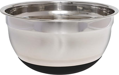 Stainless Steel Mixing Bowls (5 Piece Set) - Black Non-Slip Base - Easy to Clean, Premium Nesting Bowls (1.5 2.0 2.5 3.5  7.0 QT)