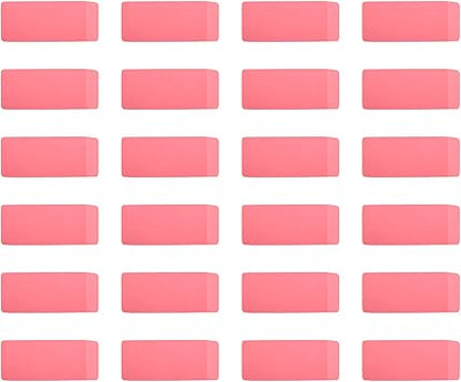 Basics Rectangular Eraser, 24 Count, Pink