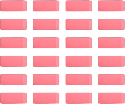 Basics Rectangular Eraser, 24 Count, Pink